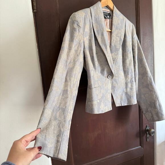 J. PETERMAN | Women's Linen Jacquard Single Button Evening Jacket Blazer Size 8 - Picture 3 of 7